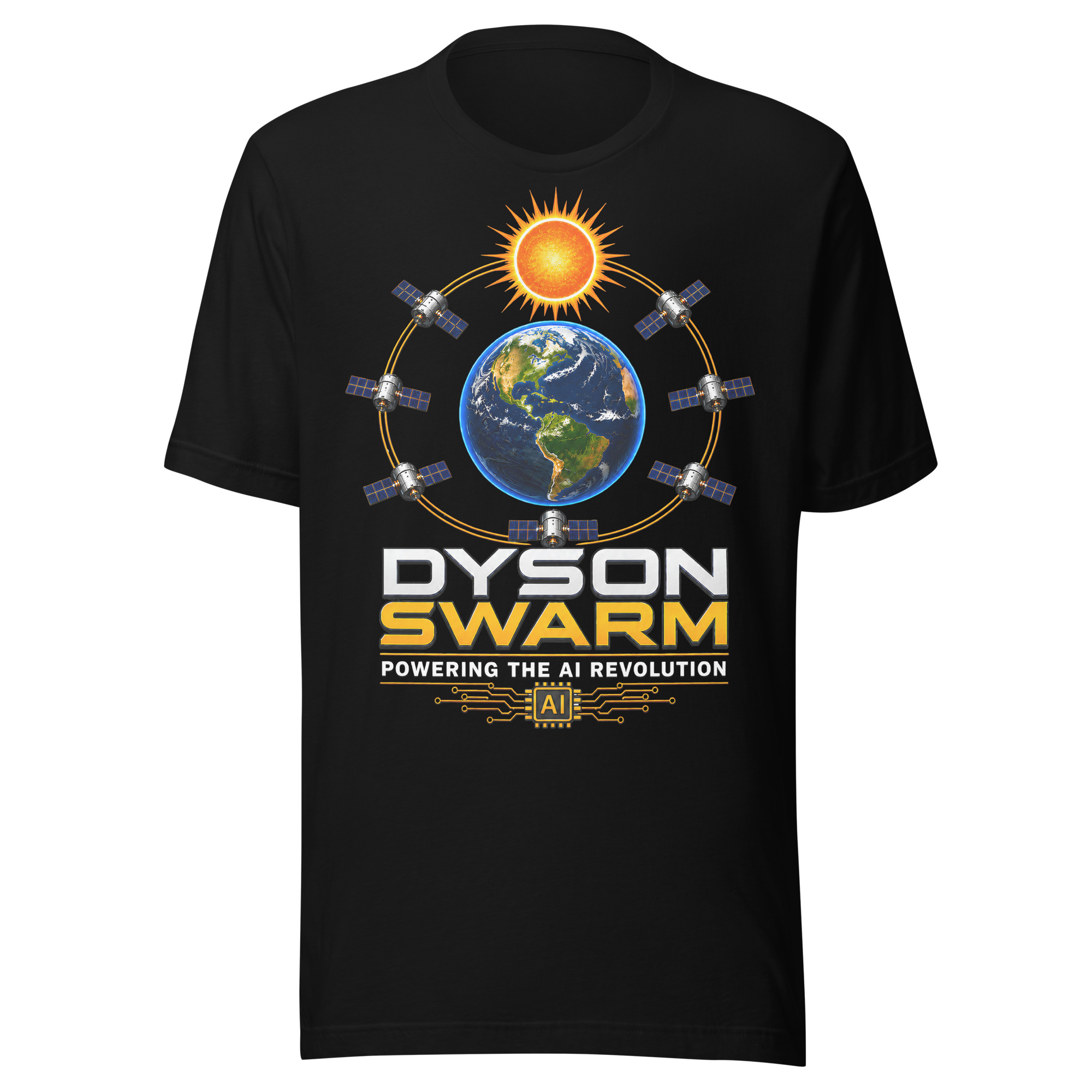 Black Dyson Swarm Powering the AI Revolution T-shirt
